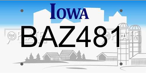 BAZ481 Iowa License Plate