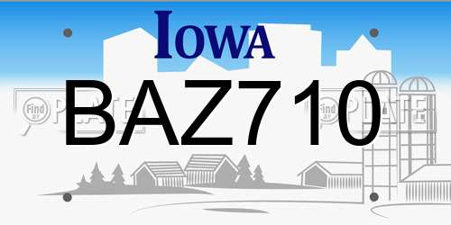 BAZ710 Iowa License Plate
