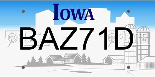 BAZ71D Iowa License Plate