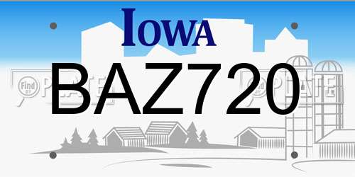 BAZ720 Iowa License Plate