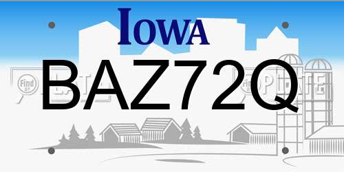 BAZ72Q Iowa License Plate