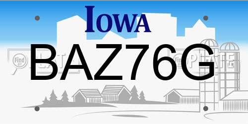 BAZ76G Iowa License Plate