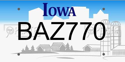 BAZ770 Iowa License Plate