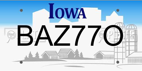 BAZ77O Iowa License Plate