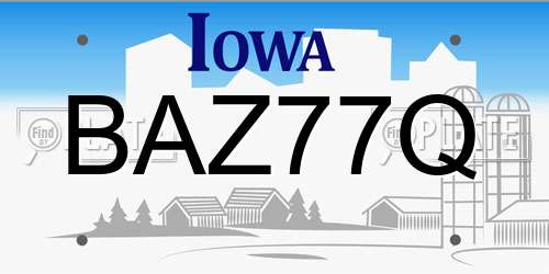 BAZ77Q Iowa License Plate
