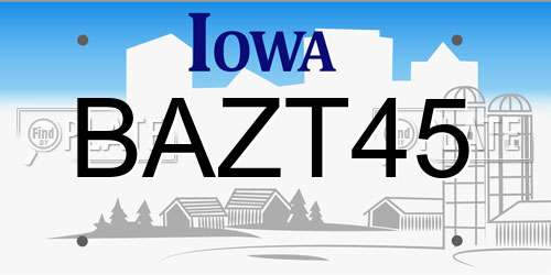BAZT45 Iowa License Plate