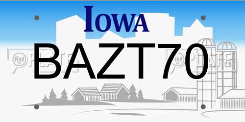 BAZT70 Iowa License Plate