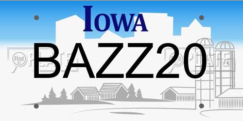 BAZZ20 Iowa License Plate