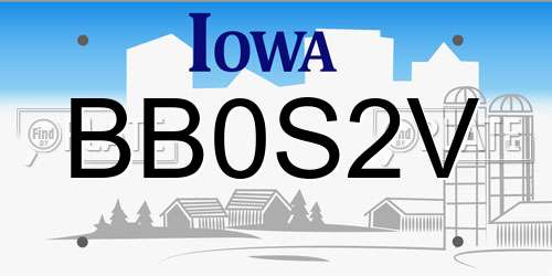 BB0S2V Iowa License Plate