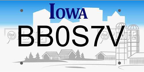 BB0S7V Iowa License Plate