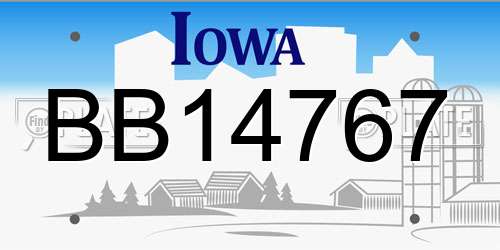 BB14767 Iowa License Plate