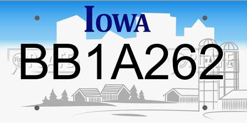 BB1A262 Iowa License Plate