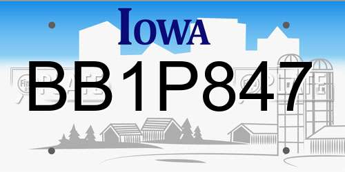 BB1P847 Iowa License Plate