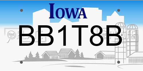 BB1T8B Iowa License Plate