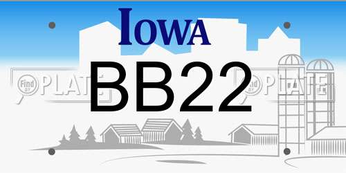 BB22 Iowa License Plate