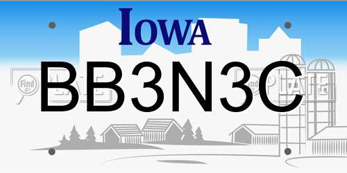 BB3N3C Iowa License Plate