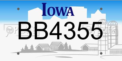 BB4355 Iowa License Plate