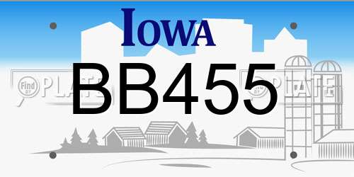 BB455 Iowa License Plate