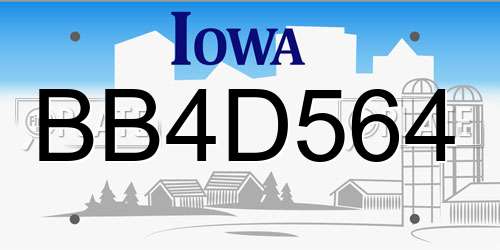 BB4D564 Iowa License Plate