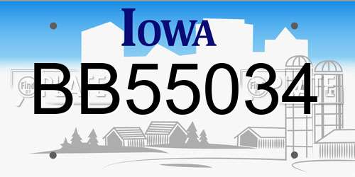 BB55034 Iowa License Plate