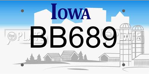 BB689 Iowa License Plate