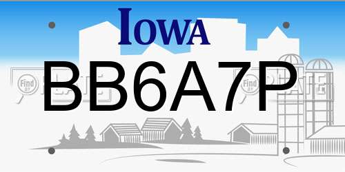 BB6A7P Iowa License Plate