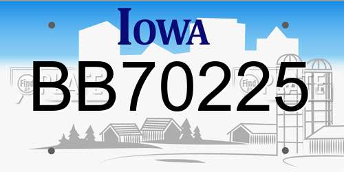 BB70225 Iowa License Plate