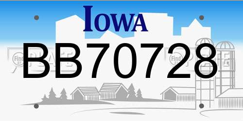BB70728 Iowa License Plate