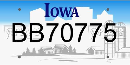 BB70775 Iowa License Plate
