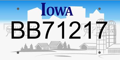 BB71217 Iowa License Plate