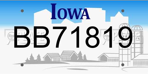 BB71819 Iowa License Plate