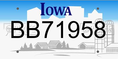 BB71958 Iowa License Plate
