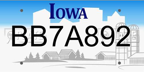 BB7A892 Iowa License Plate
