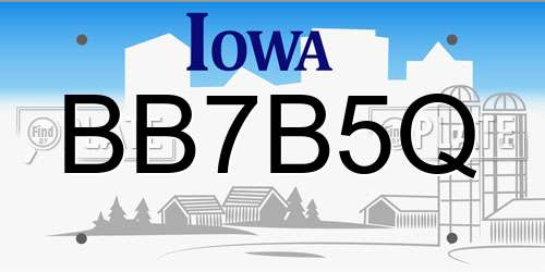 BB7B5Q Iowa License Plate