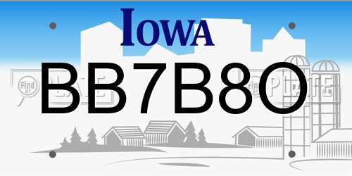 BB7B8O Iowa License Plate