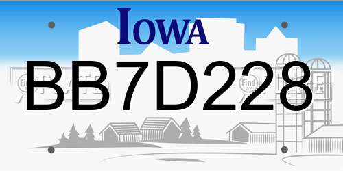 BB7D228 Iowa License Plate