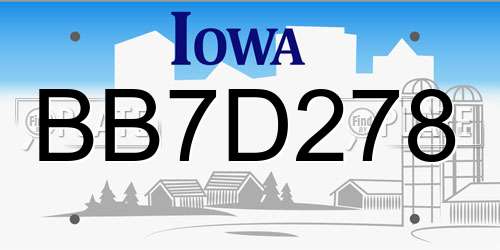BB7D278 Iowa License Plate