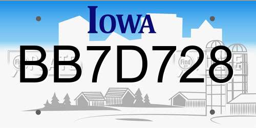 BB7D728 Iowa License Plate