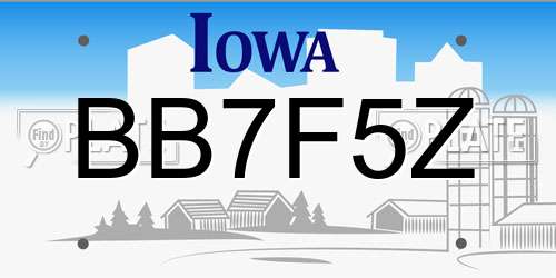 BB7F5Z Iowa License Plate