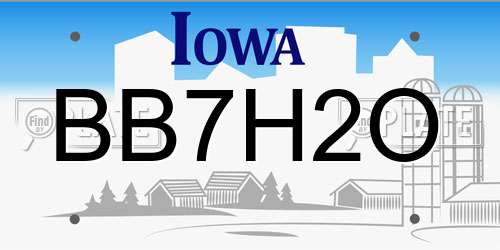 BB7H2O Iowa License Plate