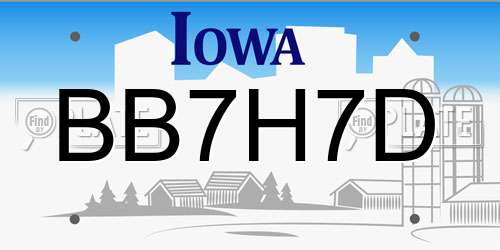 BB7H7D Iowa License Plate