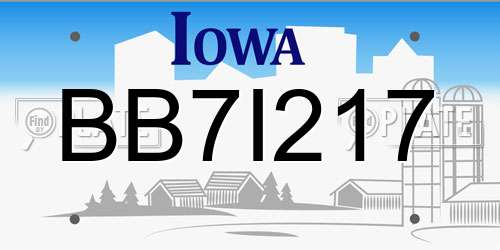 BB7I217 Iowa License Plate