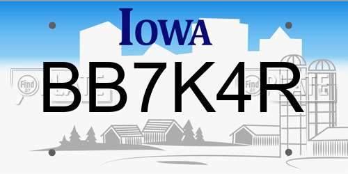BB7K4R Iowa License Plate