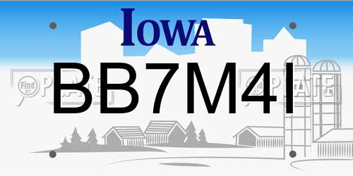 BB7M4I Iowa License Plate