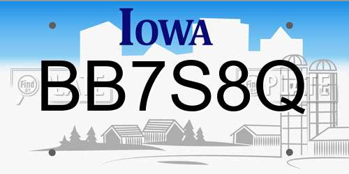 BB7S8Q Iowa License Plate
