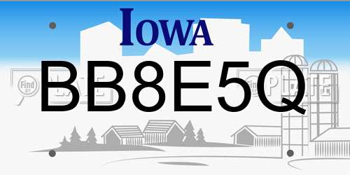 BB8E5Q Iowa License Plate