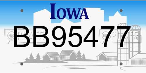 BB95477 Iowa License Plate
