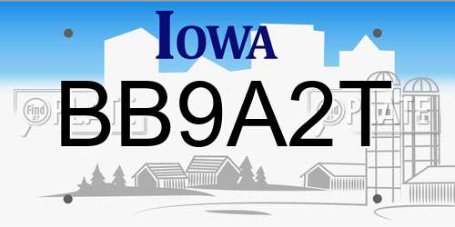 BB9A2T Iowa License Plate
