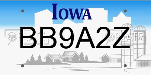 BB9A2Z Iowa License Plate