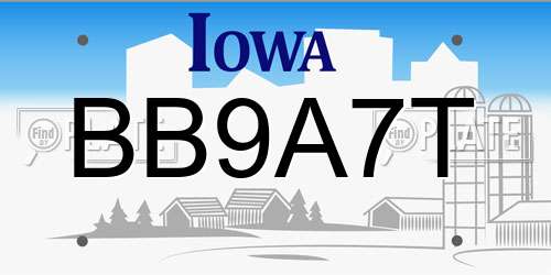 BB9A7T Iowa License Plate